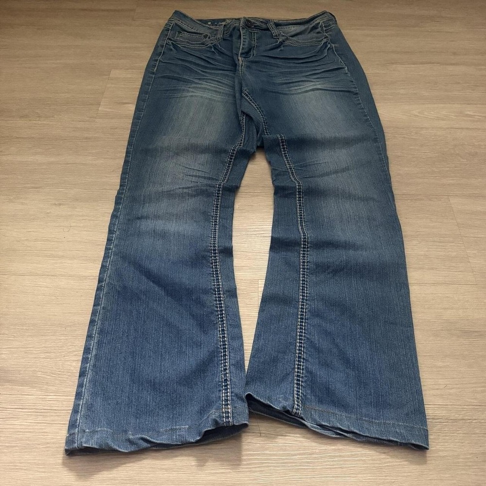 30x28 Blue Wide Leg Faded Low Rise Bootcut Jeans Y2K Indie